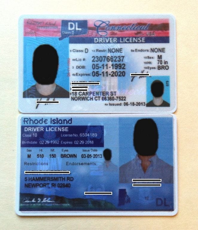 caught with a fake id