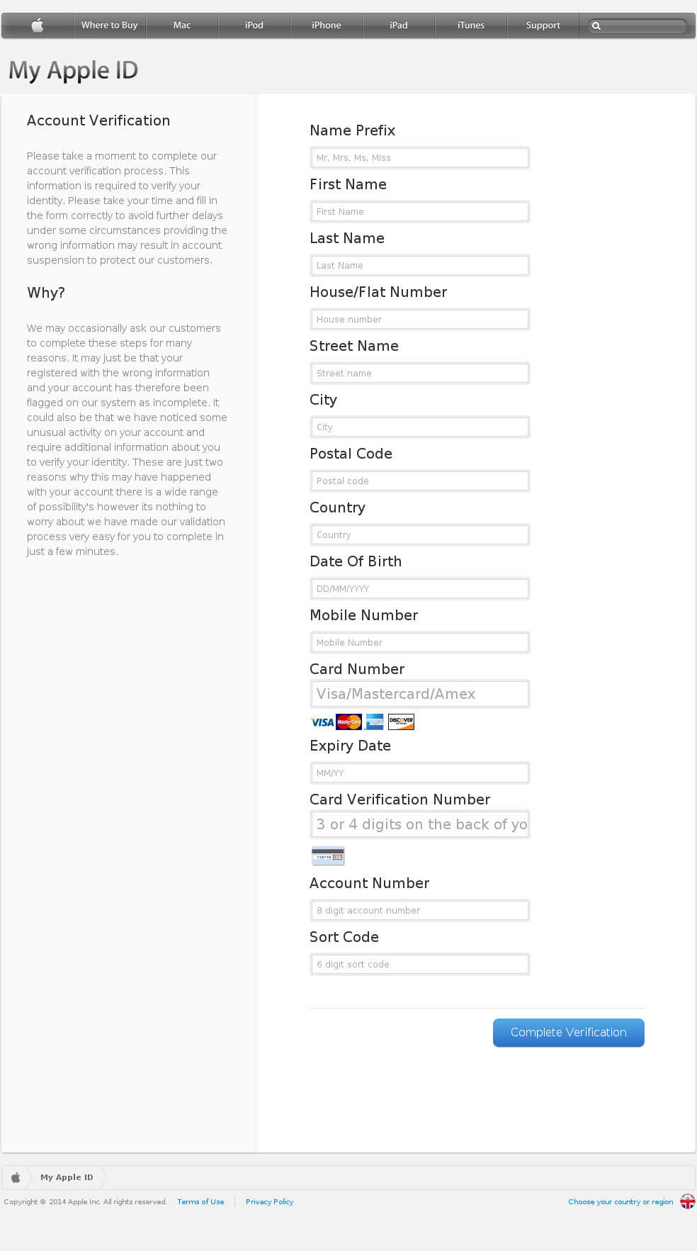 fake address apple id