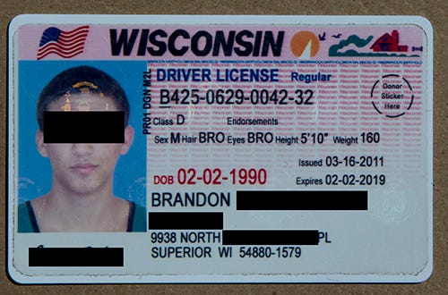 fake back of id