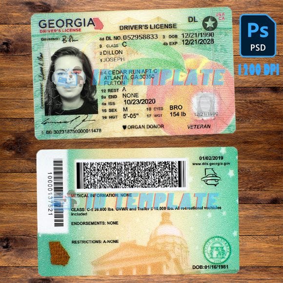 fake id template california