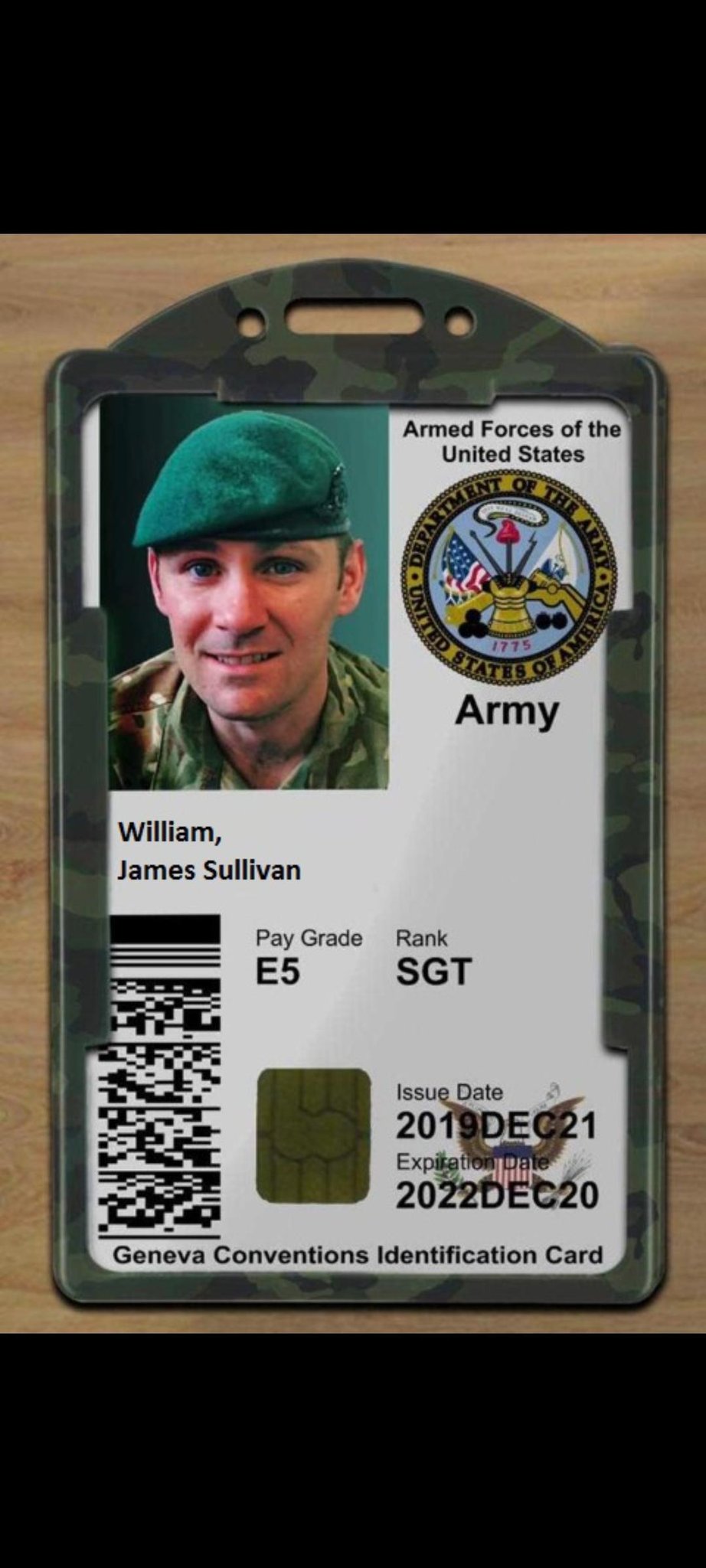 fake military id card picture