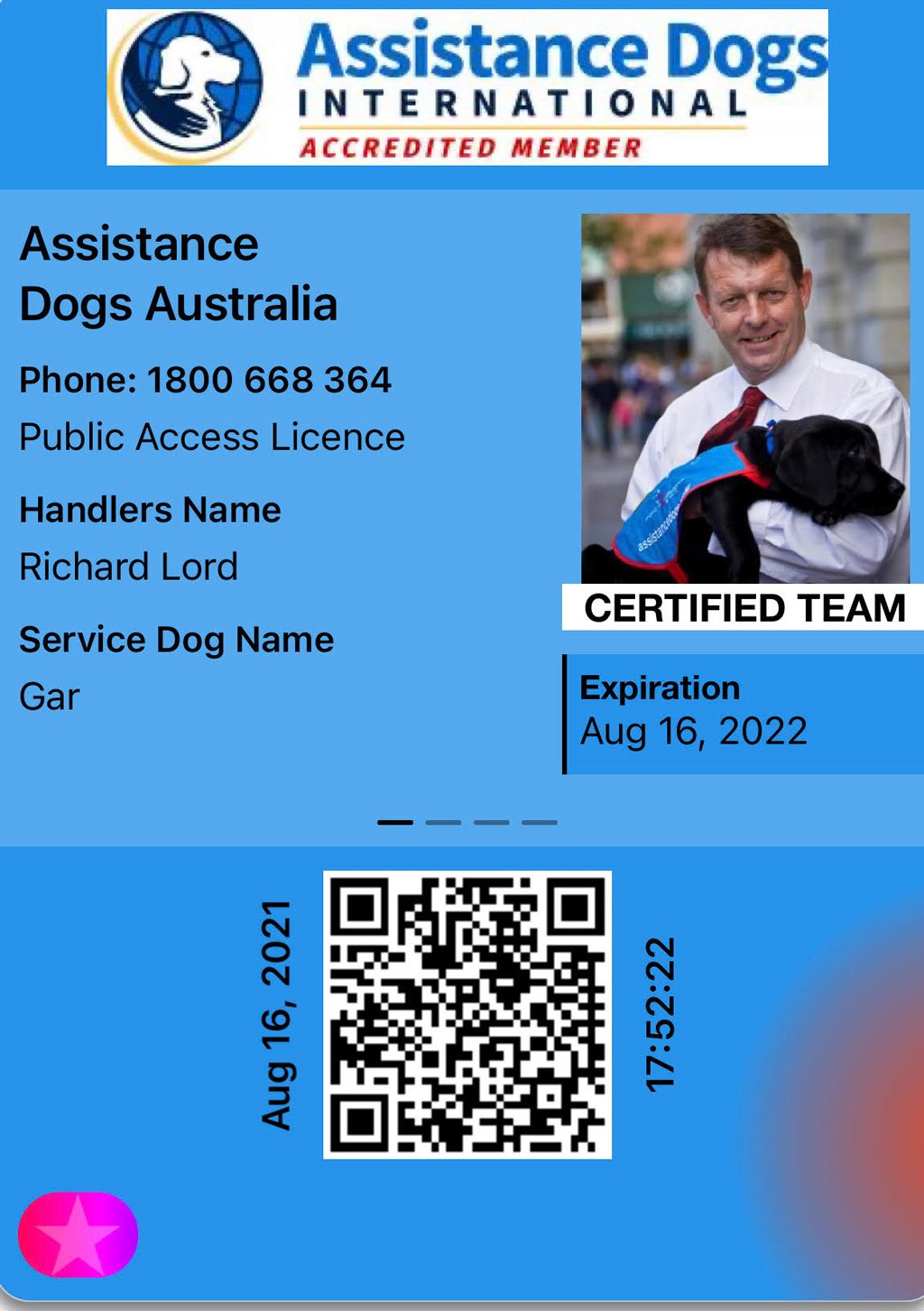 fake service dog id